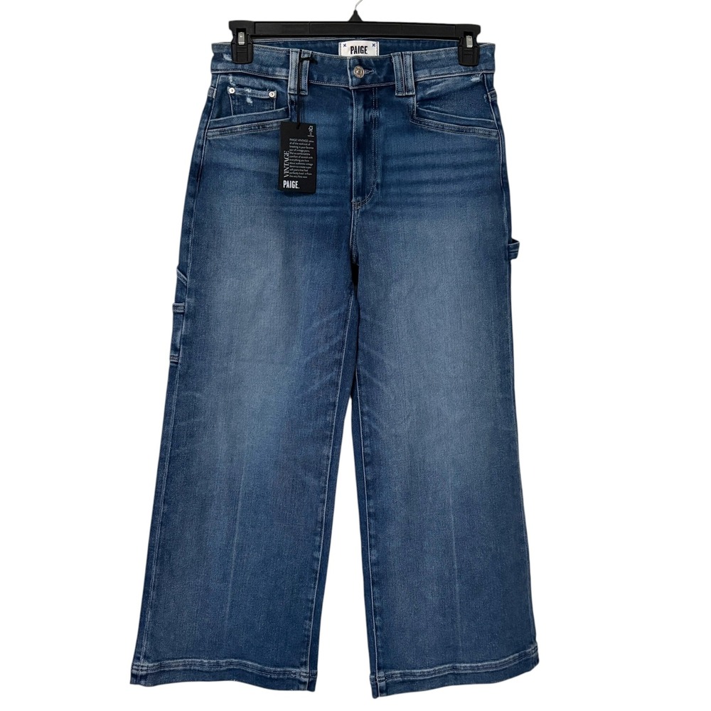Paige Womens 29 Anessa Ankle Wide Leg Blue Carpenter Utility Jeans NEW Denim